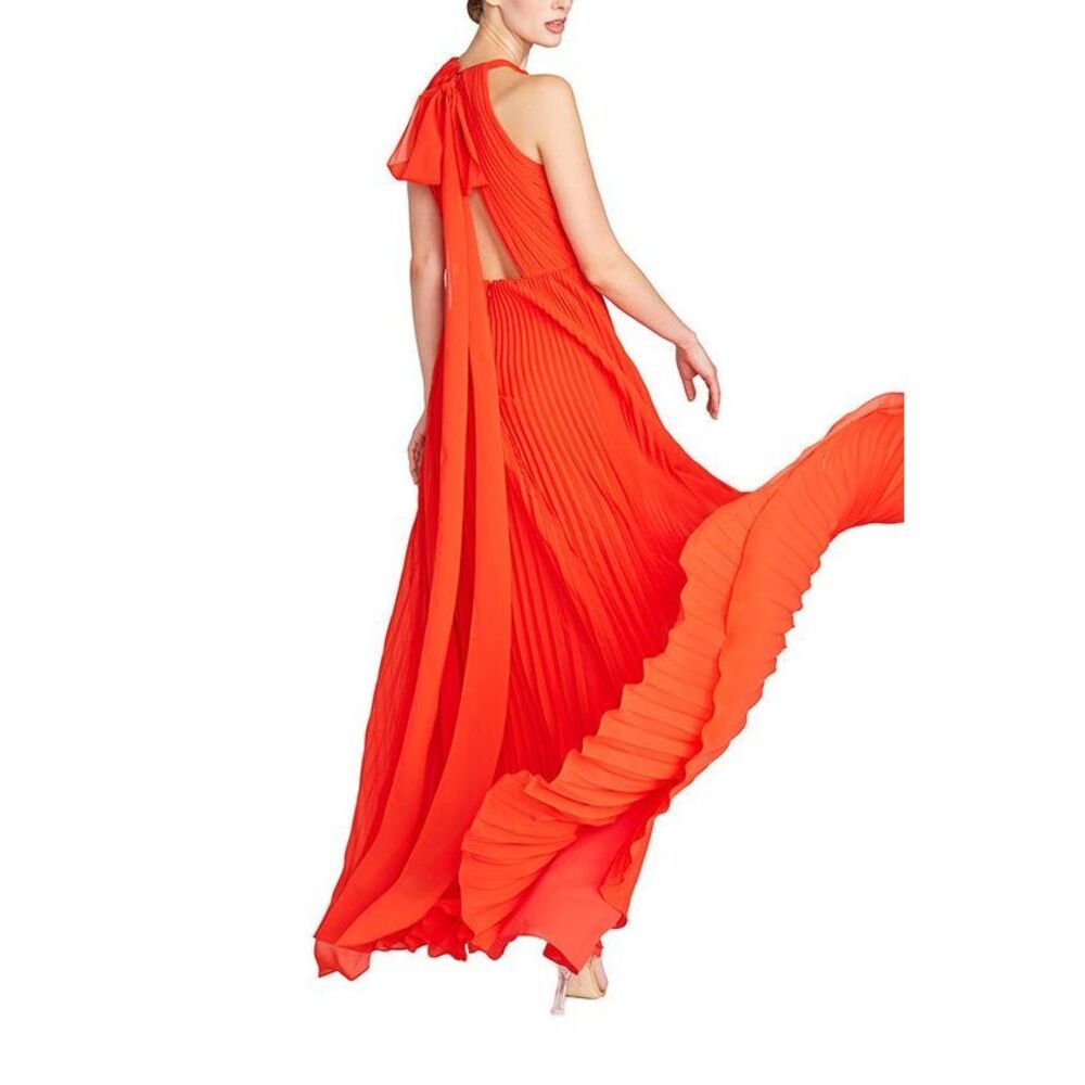 NWT ML MONIQUE LHUILLIER Sleeveless Pleated Chiffon Dress US 4 $695 - Picture 3 of 11